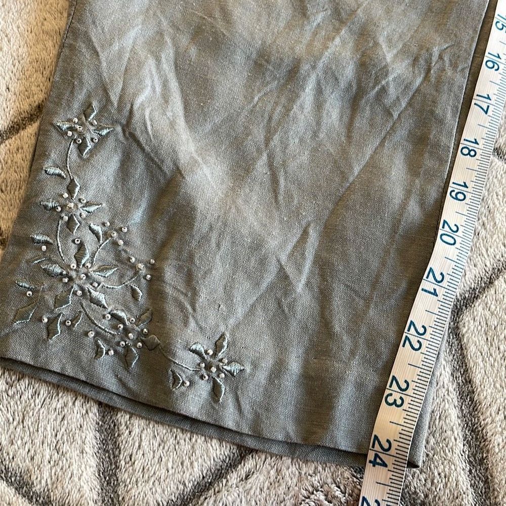 Annie‎ Alexander Womens High Rise Pants Cropped Lined Embroidered Gray Size 10 - Picture 11 of 11